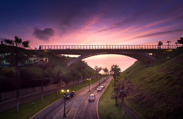 Miraflores, Lima, Peru: view of Villena Bridge at sunset