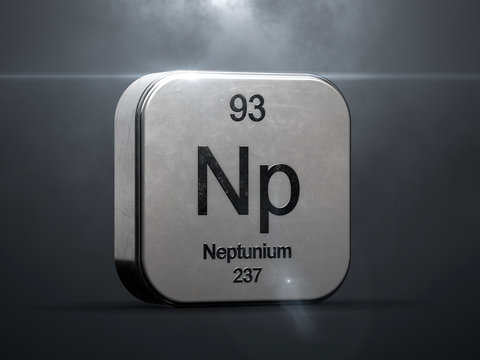 Neptunium element from the periodic table. Metallic futuristic icon 3D  rendered with nice lens flare Stock Photo | Adobe Stock