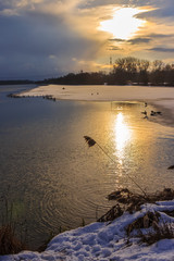 Beautiful sunset near Plattling - Isar - Bavaria - Germany