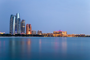 Abu Dhabi skyline at blue hour