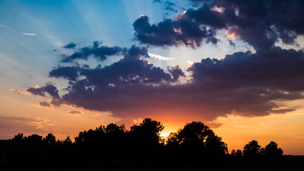 Beautiful sunset near Plattling - Isar - Bavaria - Germany
