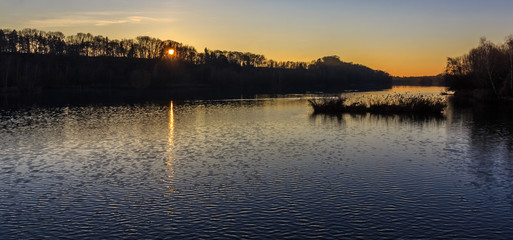 Beautiful sunset near Zeholfing - Isar - Bavaria - Germany