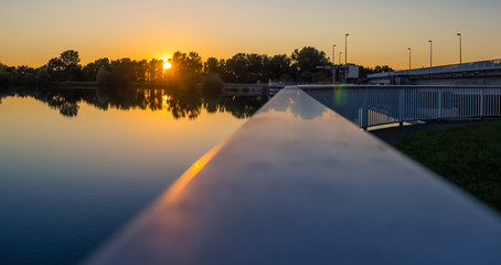 Beautiful sunset near Plattling - Isar - Bavaria - Germany