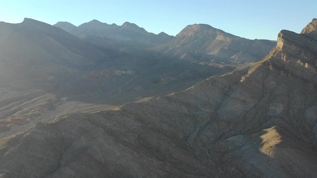 Aerial Footage of Afternoon Light on Mountains in Nevada Near Las Vegas