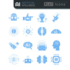 AI artificial intelligence line vector icon set