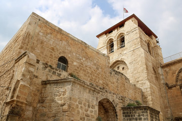 Fototapeta premium Top view of the church of the Holy Sepulchre in Jerusalem, Israel