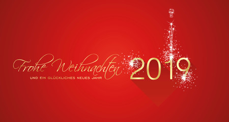 Merry Christmas beautiful calligraphy New Year 2019 German language Frohe Weihnachten und ein gluckliches neues Jahr greeting card