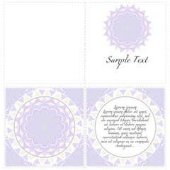 Cards or Invitations set with mandala design . The front and rear side. Vector illustration.