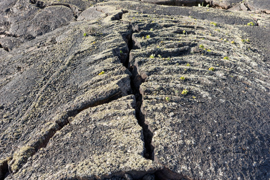 Cracked earth in Timanfaya National Park on Lanzarote island