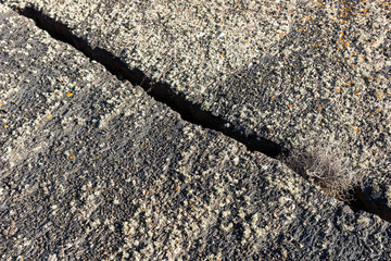 Cracked earth in Timanfaya National Park on Lanzarote island