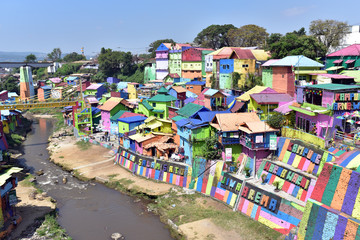 Kampung Warna-Warni Jodipan (Village of Color) in Malang, Indonesia, a village revitalized by a vibrant rainbow paint job