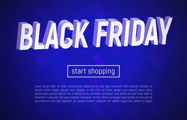 Obraz premium Black Friday sale banner with 3d title on blue