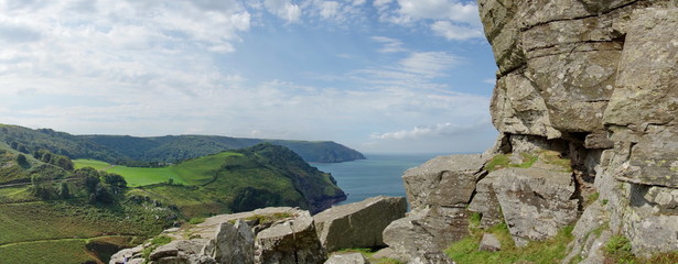 Coastline and ocean at Valley of the Rocks in North Devon, Lynmouth, England