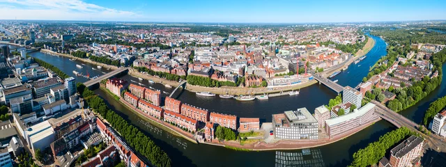 Raamstickers Bremen old town aerial view © saiko3p