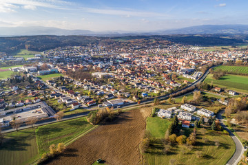 Luftaufnahme von Pinkafeld im Burgenland (A) - obrazy, fototapety, plakaty