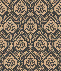 Vector damask seamless retro pattern background spiral vortex cross frame line leaf abstract