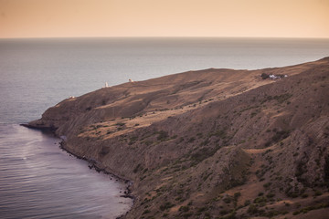 Crimean mountains on the background of the Black Sea