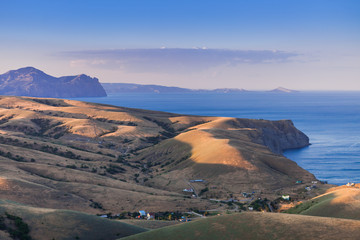 Crimean hills on the background of the Black Sea