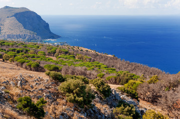 Panoramic view from Mount Pelegrino in Palermo, Sicily. Italy.