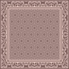 background, geometric pattern with ornate lace frame. illustration. for Scarf Print, Fabric, Covers, Scrapbooking, Bandana, Pareo, Shawl