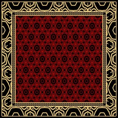 Geometric ornament with frame, border. Art-deco background. Bandanna, shawl, scarf, tablecloth design