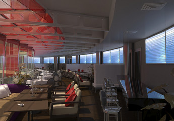 restaurant, interior visualization, 3D illustration