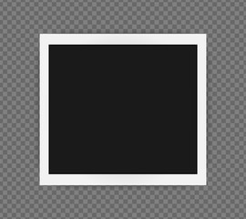 Square frame template with shadows isolated on transparent background. Vector illustration