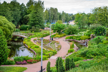 Beautiful city Park in Kotka town, Finland - obrazy, fototapety, plakaty