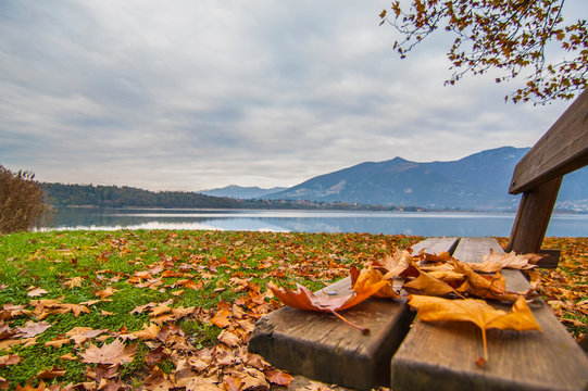 Oggiono, ITALY - Paesaggio in una classica giornata autunnale