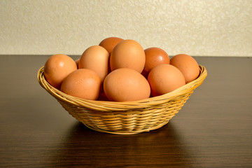 Cooking eggs are in the Easter basket.