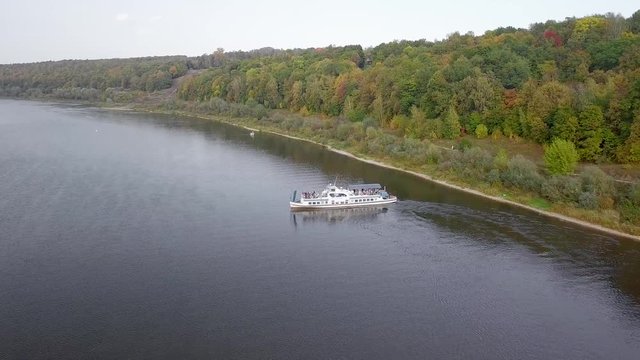 Russian romantic river cruise in Polenovo (aerial view with Oka river)