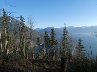 lake walchensee in the mountains of bavaria europe in winter 