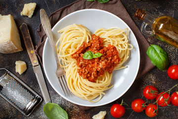 Spaghetti pasta with bolognese sauce