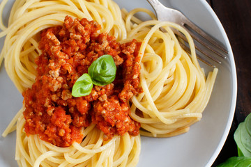 Spaghetti pasta with bolognese sauce