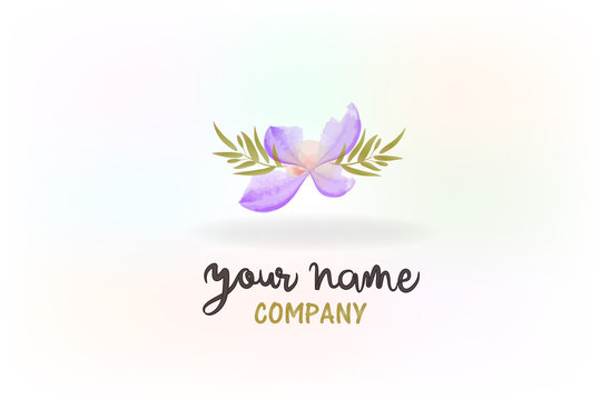 Flower spa decoration watercolor logo