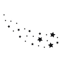 Stars on a white background. Black star shooting with an elegant star. Meteoroid, comet, asteroid