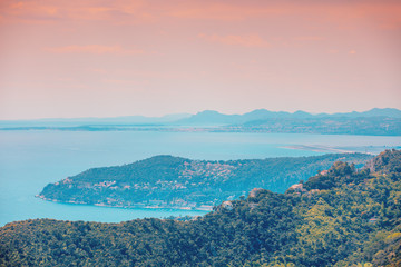 Panoramic view from the mountain on the Mont Boron, Nice, Cote d'Azur, France, Europe. France...