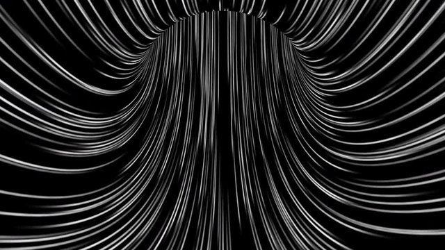 Flight through abstract black and white tunnel. Loopable animation
