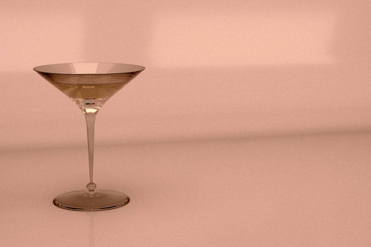 3D render of an artificially noisy martini glass in retro style. A messy image for flyers and business cards