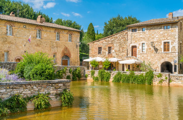 The picturesque Bagno Vignoni, near San Quirico d'Orcia, in the province of Siena. Tuscany, Italy.