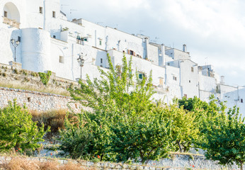 Walls of the medieval white village of Ostuni