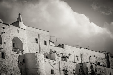 Walls of the medieval white village of Ostuni