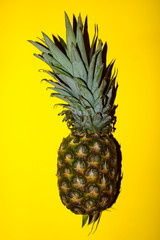 Pineapple Over Yellow Background. Colorful Food. Pineapple. Food Background.Abstract Pineapple Background. Fruit Texture.
