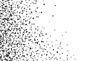 Confetti on isolated white background. Geometric texture with glitters. Image for banners, posters and flyers. Greeting cards. Black and white illustration