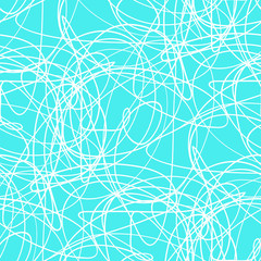 Chaos pattern. Wavy background. Hand drawn waves. Seamless tangled wallpaper. Stripe texture with many lines. Print for banners, flyers or posters. Line art
