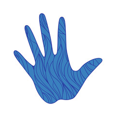 Hand with abstract patterns on isolation background. Design for spiritual relaxation for adults. Zen art. Doodle for banners, posters, t-shirts and textiles
