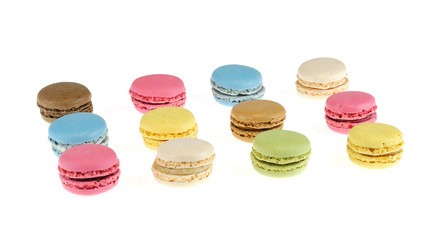 Colorful macarons isolated on the white background