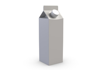 3D illustration of juice box on white background.