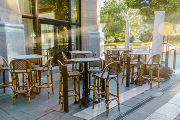 Typical view on small street cafe