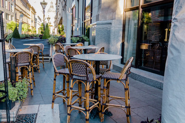 Typical view on small street cafe
